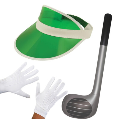 KNEIPE GOLF SCHIRMMÜTZE HANDSCHUHE AUFBLASBAR SCHLÄGER 92 CM JUNGGESELLENABSCHIED KOSTÜM