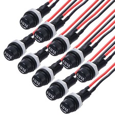 10Pcs Panel Mount Fuse Holder 5x20mm AC 250V/125V w/ Pre-Soldered Wires,Oblate