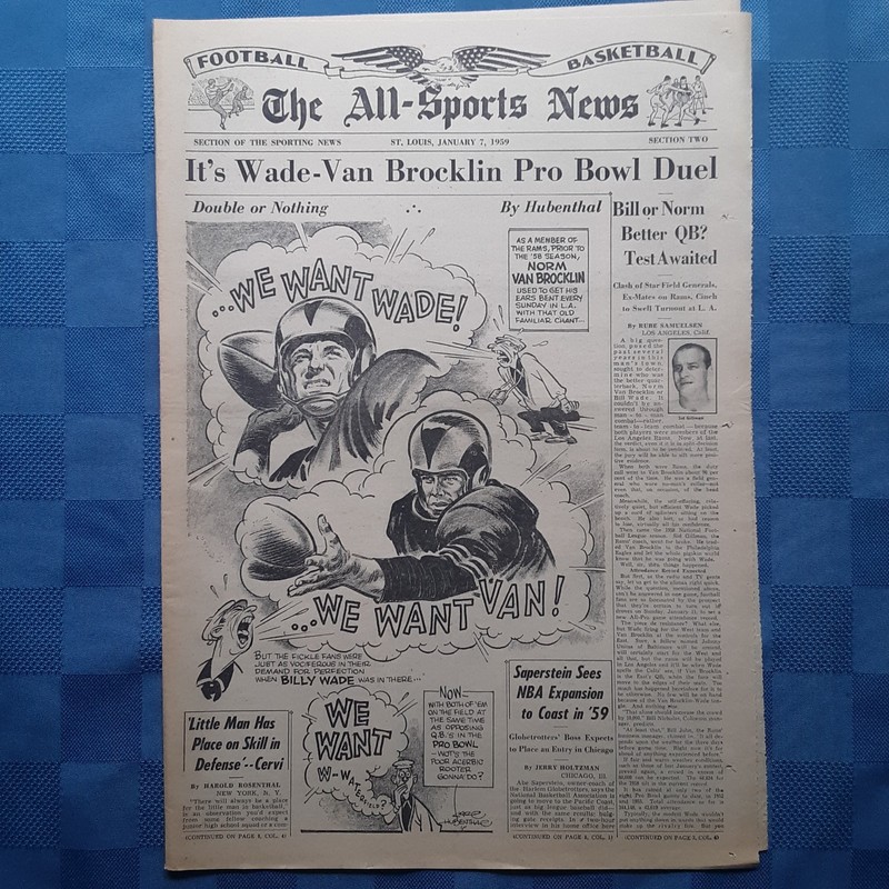 L A Rams 1957 NFL Norm Van Brocklin by Hubenthal Sporting News 