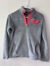 Patagonia Girls XL 14 Synchilla Snap-T Fleece Pullover Gray Pink Women XS EUC