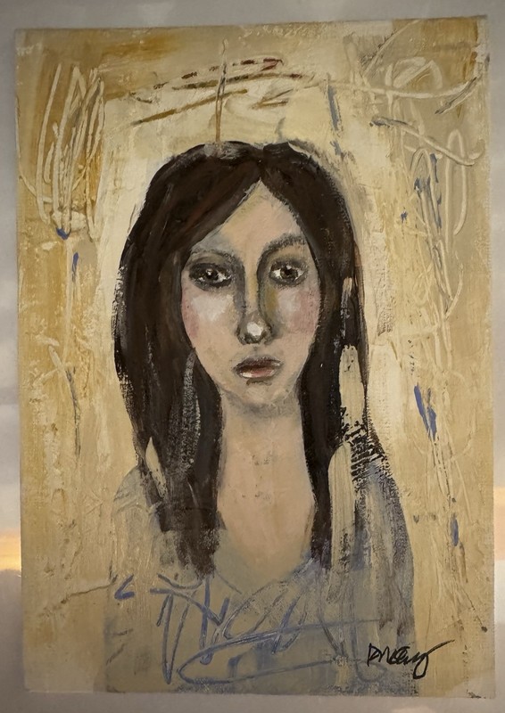 Original Acrylic Outsider Art 5x7 painting “Contemplation”