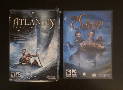 Atlantis: Evolution 2004 & The Golden Compass 2007 PC CD-ROM Game Lot