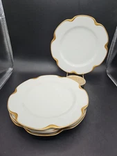 Set Of 4 Haviland Limoges Silver Anniversary Gold Edge 7.5" Salad Plates