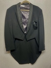 Christian Dior Grand Luxe Black/Gray Tailcoat Tuxedo Jacket Men 44R USA Wool Dry
