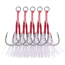 Double Fishing Assist Hooks Kit 5-Pack Glow Jig Hooks for Vertical Jigging