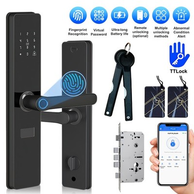 Electronic Smart Door Lock APP Fingerprint Card Password Key Home Security Lock