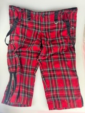 Y2K 90s Vtg Tripp NYC Hot Topic Red Plaid Capri Pants Goth Punk Grunge Bondage 9