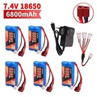 Upgrade 7,4V 6800mAh 18650 Akku WLtoys 12428 10428 RC Auto T Stecker Ladegerät
