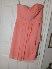 Davids Bridal Peach Strapless Dress Womens Size 8 Coral Reef Knee Length Boning