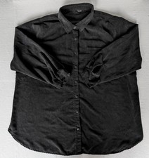 Yours Corduroy Plus Size Black Shirt Dress UK 26-28 Long Sleeve Button Cuff