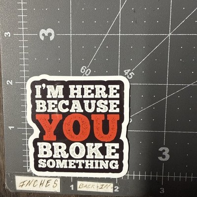 I m Here Because You Broke Adult Humor Sticker For Guitar Toolbox Phone Ect GL32