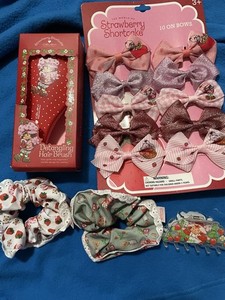 CELAVI STRAWBERRY SHORTCAKE DETANGLING BRUSH Bows Claw Clip Scrunchies Lot