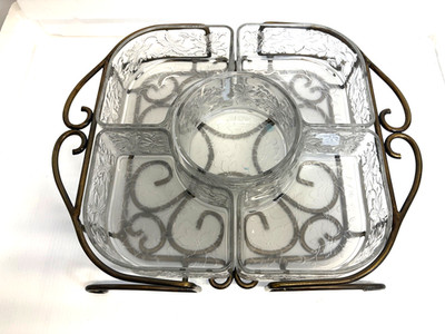 NEW Princess House Fantasia  Crystal Chip & Dip Divided Serving Tray
