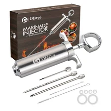 Meat Injector, Meat Injectors for Smoking BBQ with 3 Marinade Injector Needle...