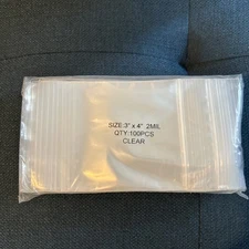 3"x 4" Clear Top Seal Zip Lock Bags Plastic 2 Mil Jewelry Plastic 1000 Count