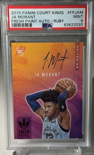 2019-20 Panini Court Kings- Ja Morant- RC- Fresh Paint Ruby Auto- 76/99 - PSA 9!
