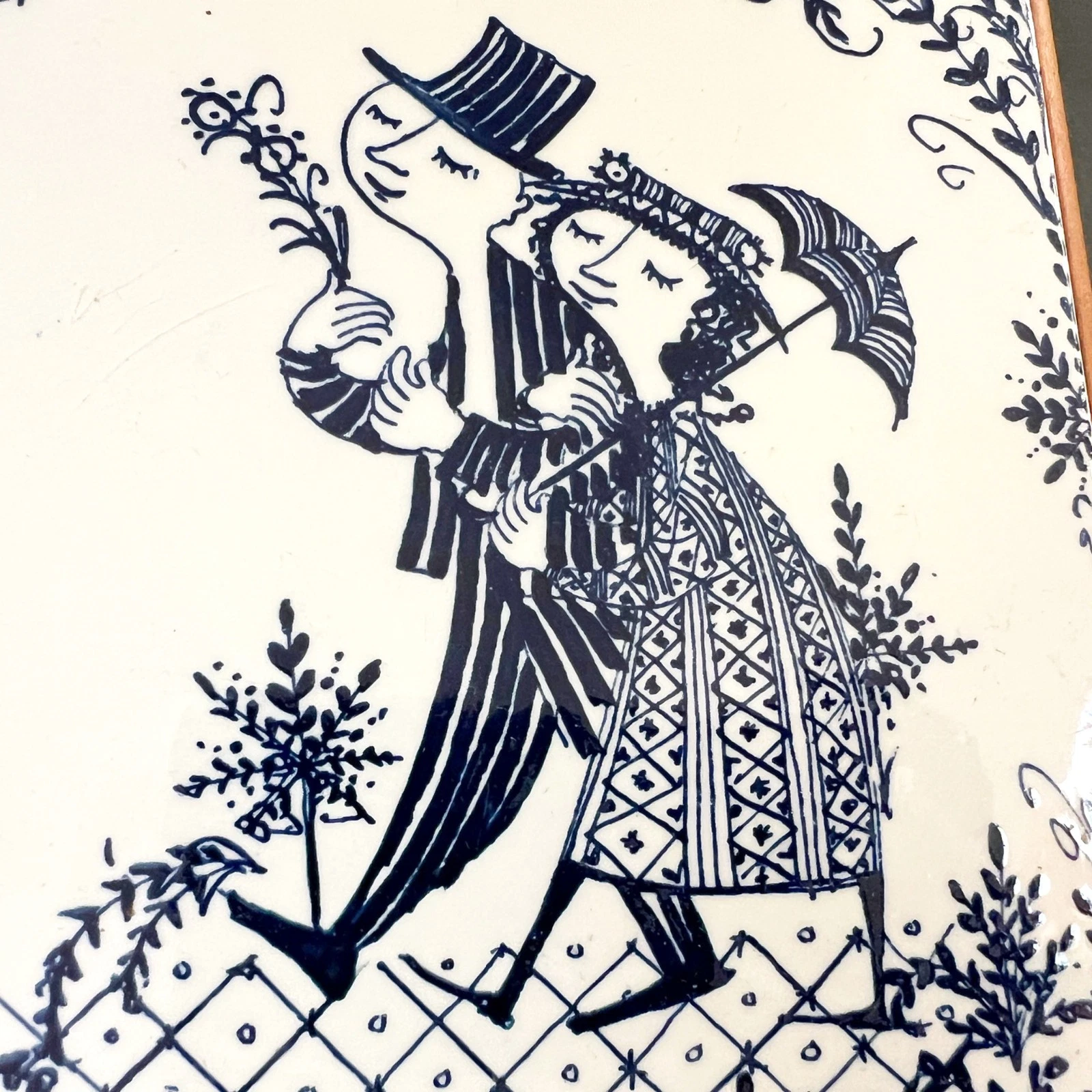 2 Vintage Bjorn Winblad Nymolle Denmark Ceramic & Wood Trivets – Rare! - product detail image 6