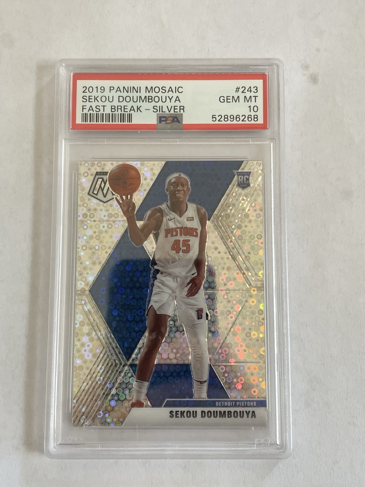 2019-20 Panini Mosaic Fast Break Silver #243 Sekou Doumbouya Rookie PSA 10