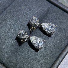 3Ct Pear Cut Lab-Created Diamond Drop Dangle Earrings In 14K White Gold Plated