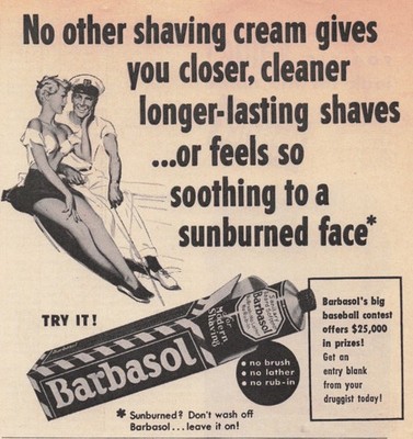 Vintage Barbasol Magazine Ad Shaving Cream 1953 Sailor Woman Swimsuit