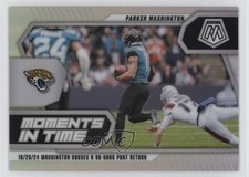 2025 Panini Mosaic Moments in Time Silver Prizm Parker Washington #18 5y7