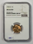 1944-D 1c Lincoln Wheat Cent Penny NGC MS66 RD ** TXKKX4023