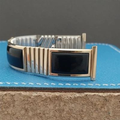 1957 Black & 10k Yellow Gold-Filled Calypso Speidel Unused Vintage Watch Band - Photo 1/4