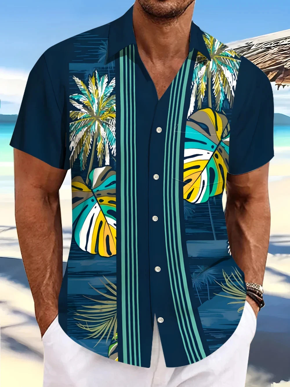 Escape to Paradise Print Pocket Short Sleeve Hawaiian Shirt Unisex S-5XL