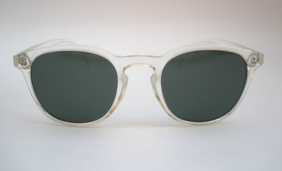 Clear Frame Round Sunglasses with Sunski  Fair harbor brand  Dark Green Lenses Singlefin Polarized Sunglasses - Sunski – Sunski main image 3