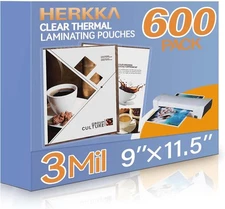600 Pack Laminating Sheets 8.5x11" 3 Mil Clear Thermal Pouches Round