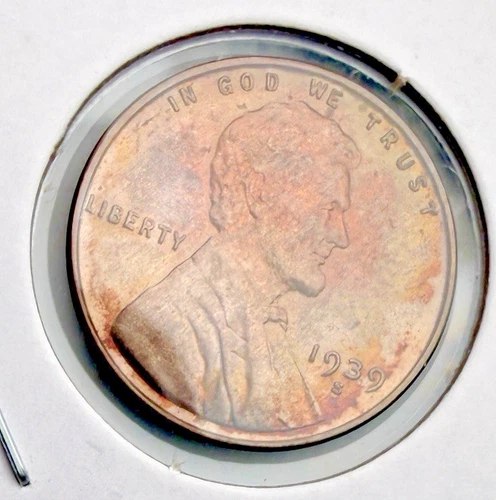 1939-S BU Lincoln Wheat 1c ~ GEM BU ~ Red Brown w/Color Toning ~ Nice! ~ F43