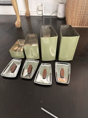 Vintage MCM Lincoln BeautyWare Four-Piece Avocado Green Kitchen