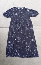 ASOS DESIGN Black & White Dress Midi Smock with Face Graphic Design US (4)