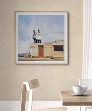 New Western 36x36 Art Adobe House Pueblo PRINT Painting by Artist Jose Trujillo