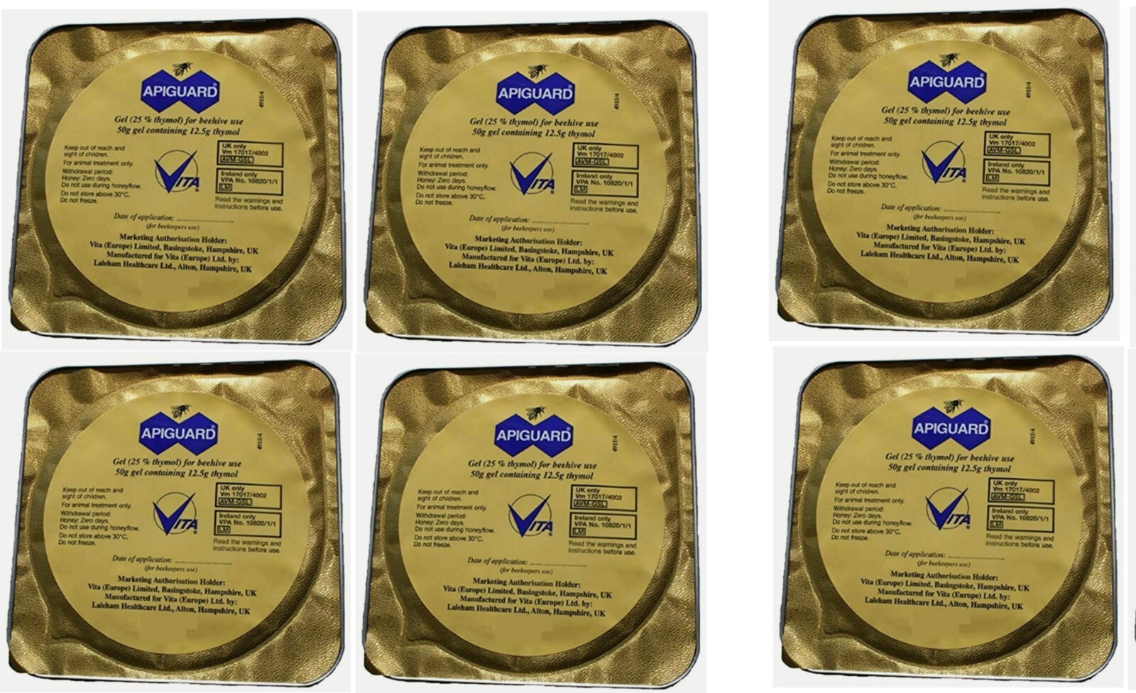 SIX Apiguard Trays Varroa Mite Control Two per hive