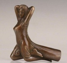 WALKING STICK CANE HEAD BRONZE CASTING WOMAN STATUE ACCESSORIES COLLECTABLE WA
