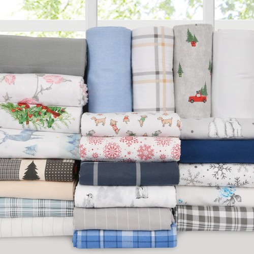 Flannel Sheet Set 100% Brushed Cotton Sheets Fitted Flat Pillow Case Deep Pocket - Picture 90 of 259