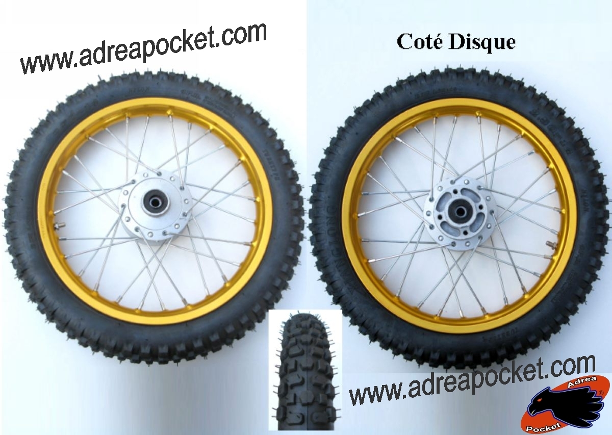 Roue avant 14 pouces aluminium dorée 1.4X14 de rechange pour jante pit bike