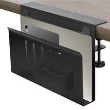 Desk Side Storage, Under Desk Storage, Clamp-On Under Desk Laptop Holder, Black