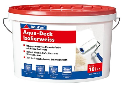 Baufan Aqua-Deck Isolierwei� 10 L Isoliert Nikotin Ru�-, Fett- & Wasserflecken