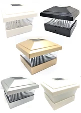 4PK White / Black / Copper / Silver 5" x 5" Solar Post Deck Cap Fence LED Light 
