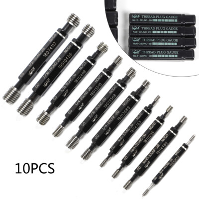 10 Pcs UNC/UNF Thread Plug Gage Gauge Set Double End Go And No Go H28 SKD11 New