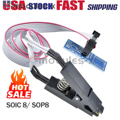 SOIC8/SOP8 Flash Chip IC Test Clips Socket Adpter BIOS/24/25/93 Programmer U.S