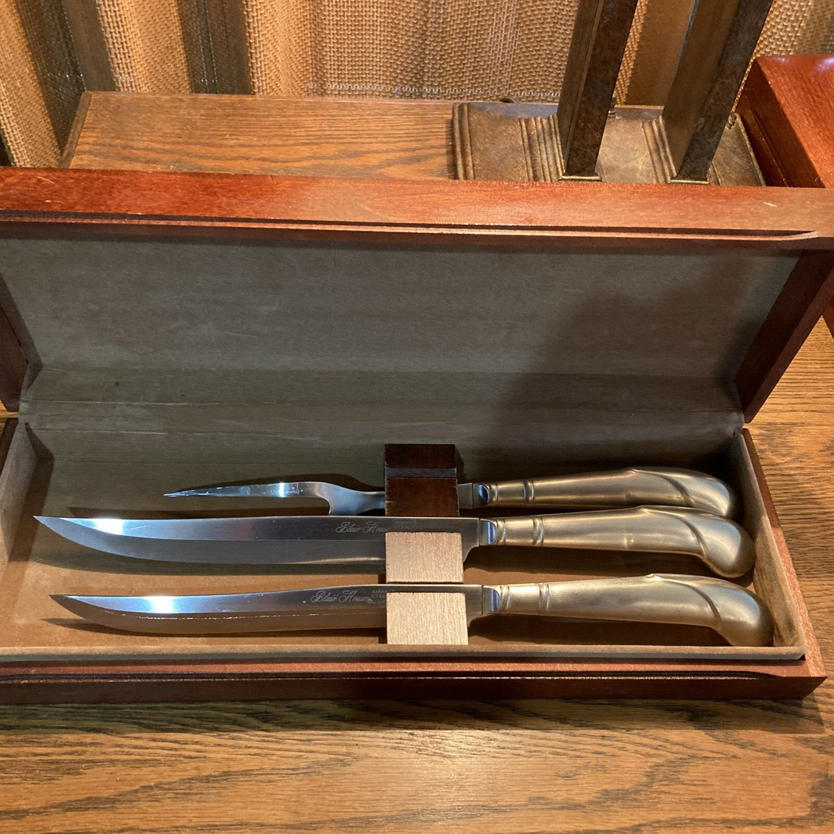 Amway Blair House 3-PC Stainless Steel Knife Carving Set In Wood