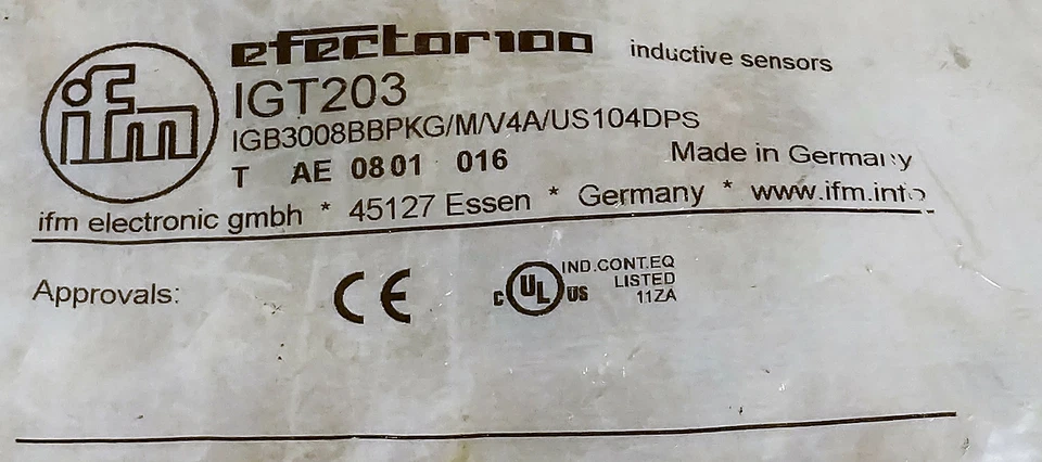IFM / Efector IGB3008BBPKG/M/V4A/US-104-DPS-IGT203 Inductive Proximity Sensor - Image 3 of 3