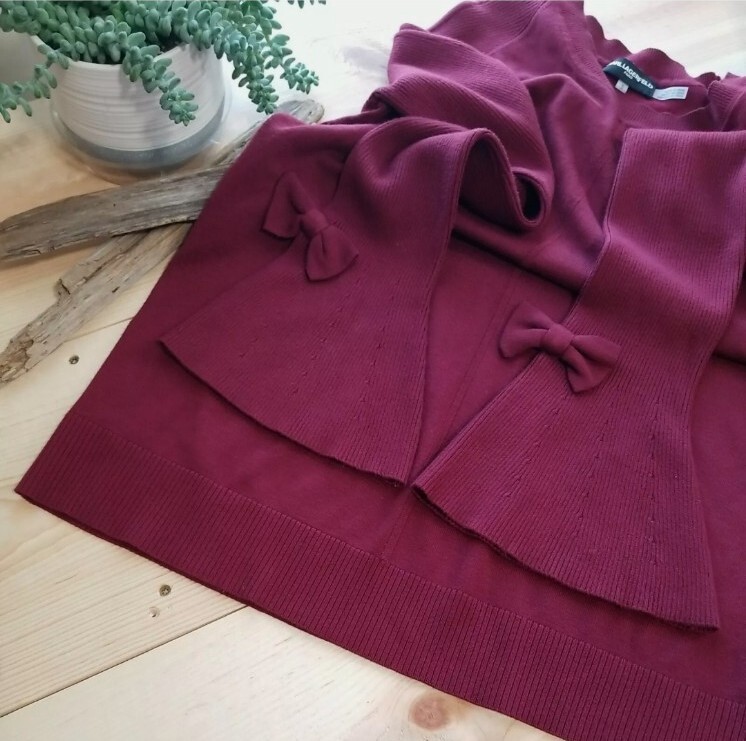 Karl Lagerfeld Cold Shoulder Sweater Merlot Sz M Bell Sleeves NWOT 