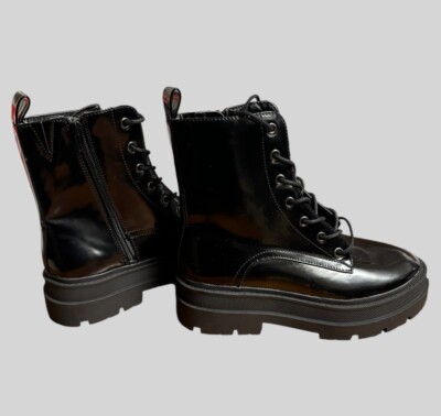 BNWT M&S Women's Chunky Lace Up Flatform Black Ankle Boots UK