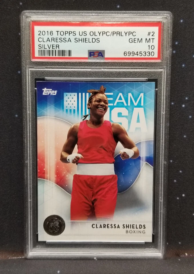 2016 Claressa Shields PSA 10 GEM MT Silver Topps US Olypc/Prlypc Boxing - Image 2 of 4