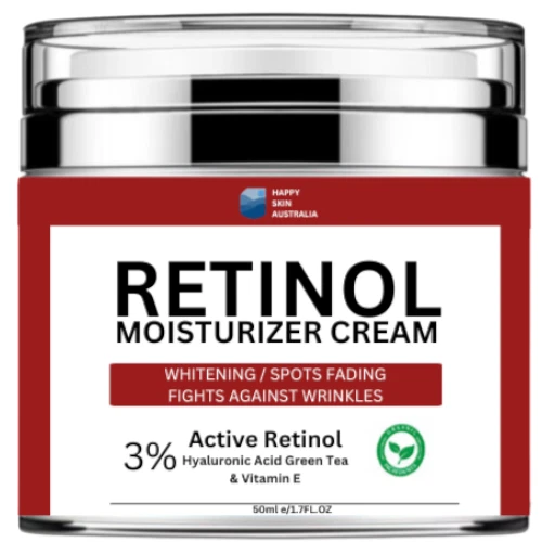 HAPPY SKIN AUSTRALIA 3% Active Retinol Face Moisturizer Whitening Cream with Vitamin E 50ml