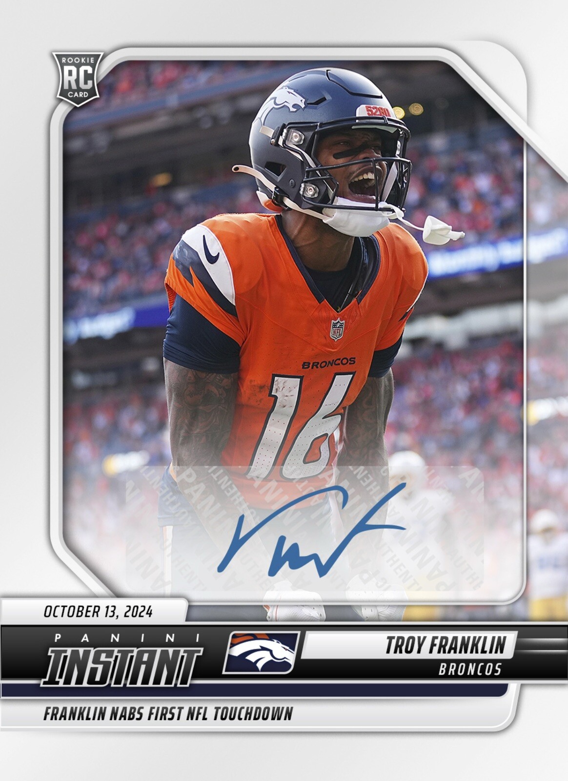 Troy Franklin Panini Instant NFL #89 Autograph
